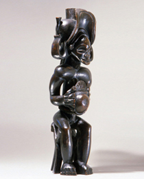 Learn more about Chokwe Seated Chief with Thumb Piano  work of art